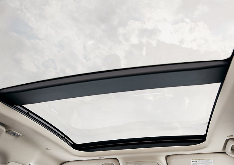 The available panoramic Vista Roof® is shown from inside a 2024 Lincoln Corsair® SUV. | Golden Circle Lincoln in Jackson TN