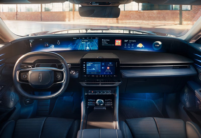 A large panoramic display is shown on the dashboard of a 2024 Lincoln Nautilus® SUV | Golden Circle Lincoln in Jackson TN